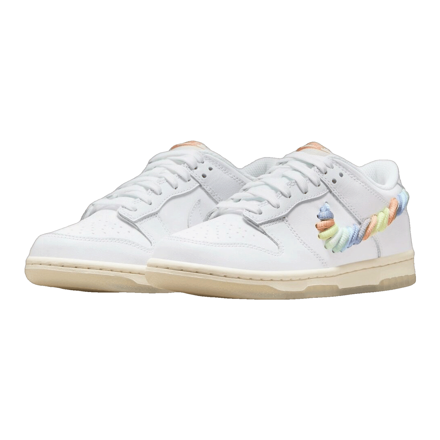 Nike Dunk Low SE Rainbow Lace Swoosh White (GS) FN4861-100