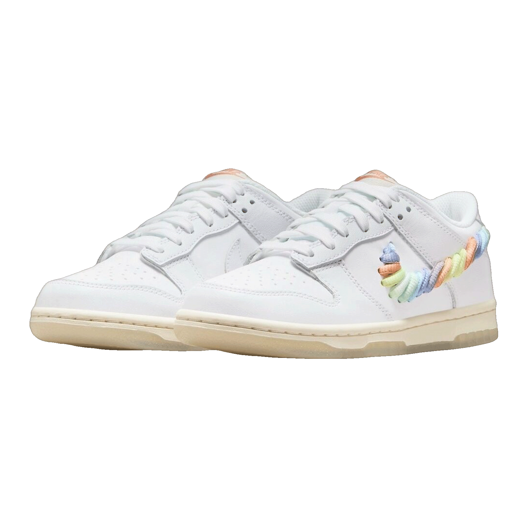 Nike Dunk Low SE Rainbow Lace Swoosh White (GS) FN4861-100