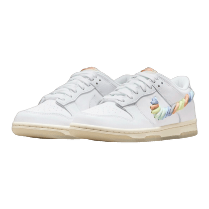 Nike Dunk Low SE Rainbow Lace Swoosh White (GS) FN4861-100