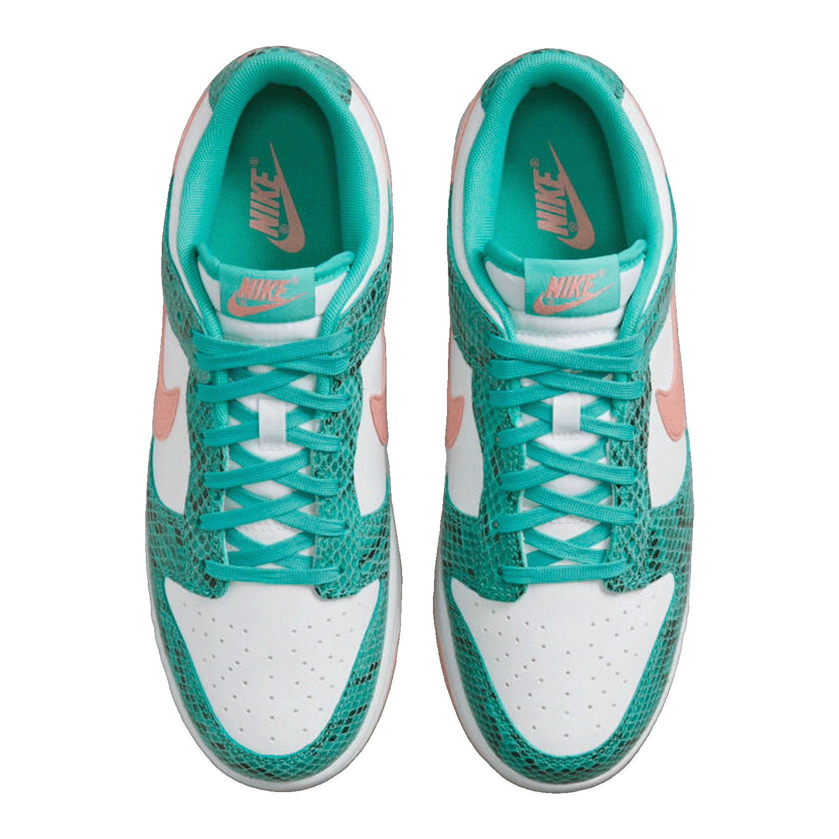 Nike Dunk Low Snakeskin Washed Teal Bleached Coral Oben DR8577-300