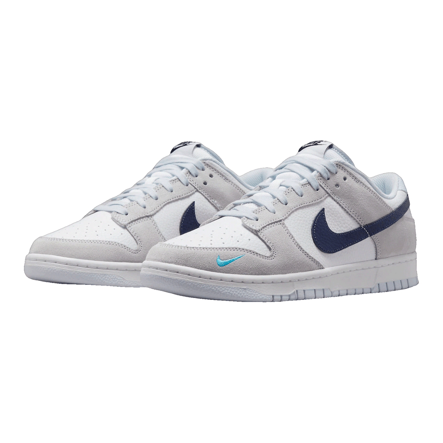 Nike Dunk Low White Grey Navy Aqua Mini Swoosh FJ4227-001