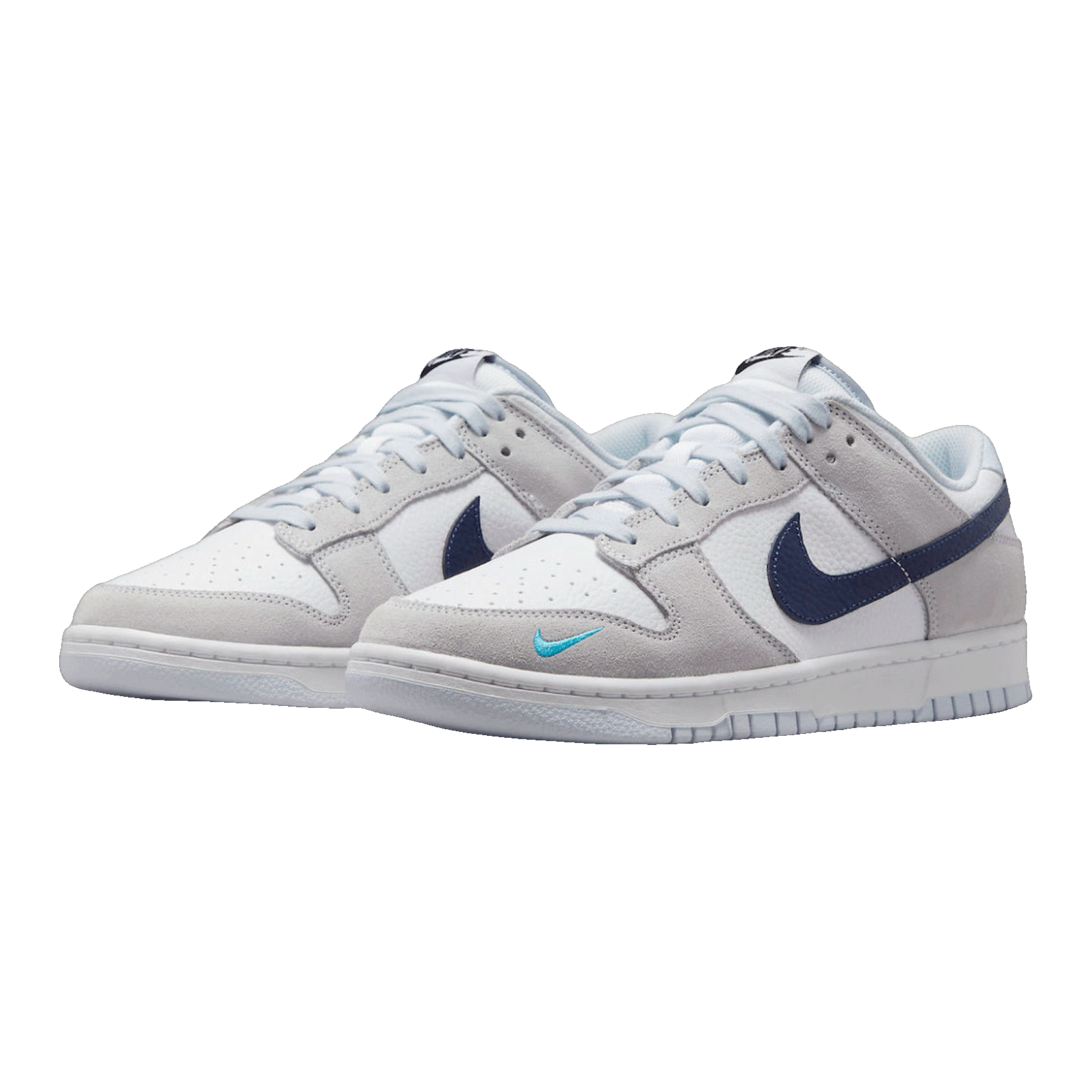 Nike Dunk Low White Grey Navy Aqua Mini Swoosh FJ4227-001