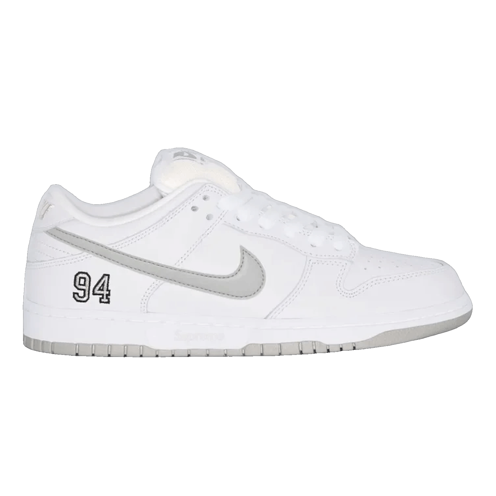 Nike SB Dunk Low Supreme 94 White Metallic Silver