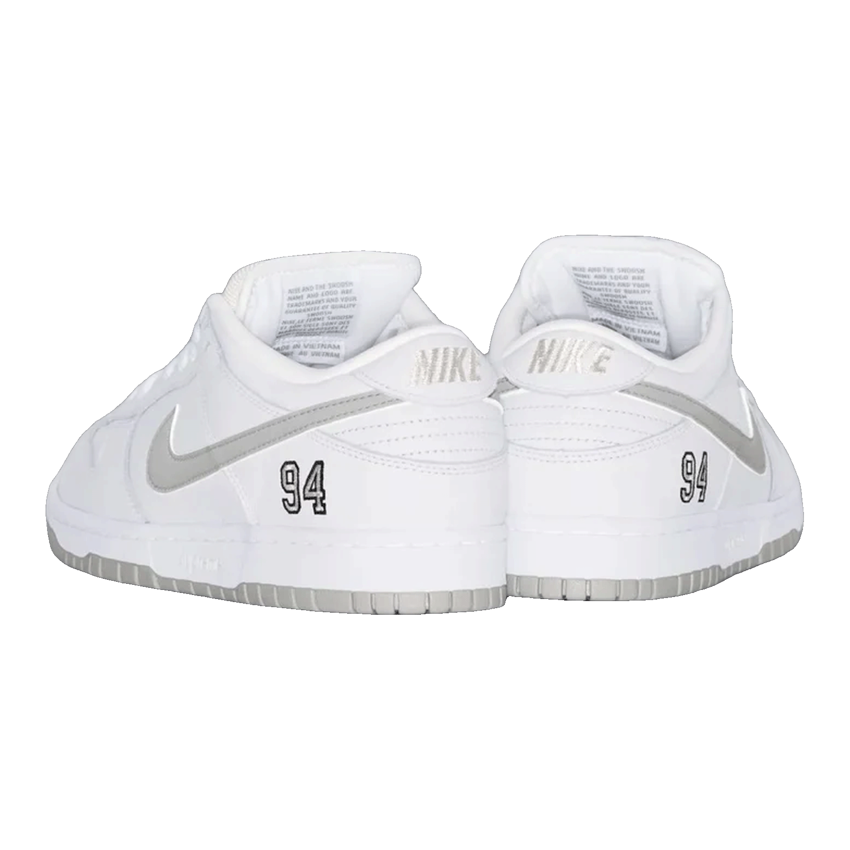 Nike SB Dunk Low Supreme 94 White Metallic Silver Back