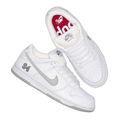Nike SB Dunk Low Supreme 94 White Metallic Silver Side