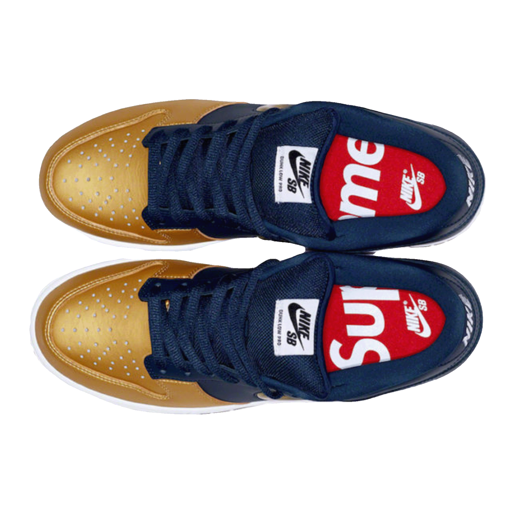 Nike SB Dunk Low Supreme Jewel Swoosh Gold Oben