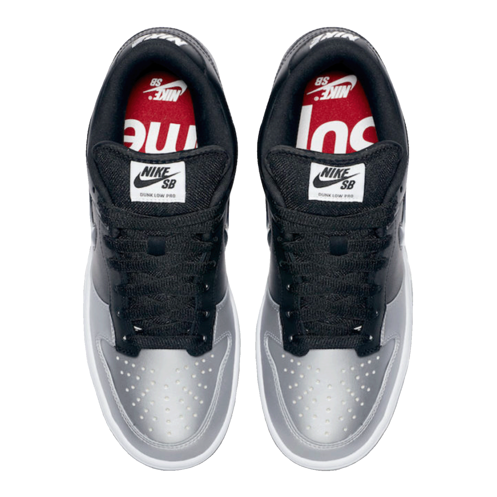 Nike SB Dunk Low Supreme Jewel Swoosh Silver Oben
