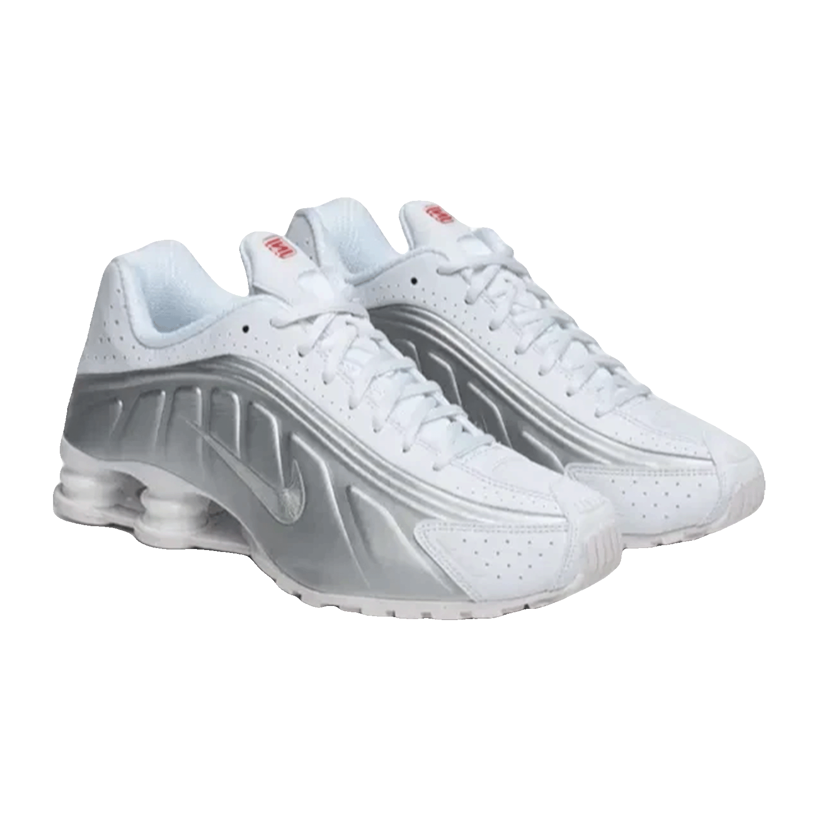Nike Shox R4 White Bright Crimson Metallic Silver Side