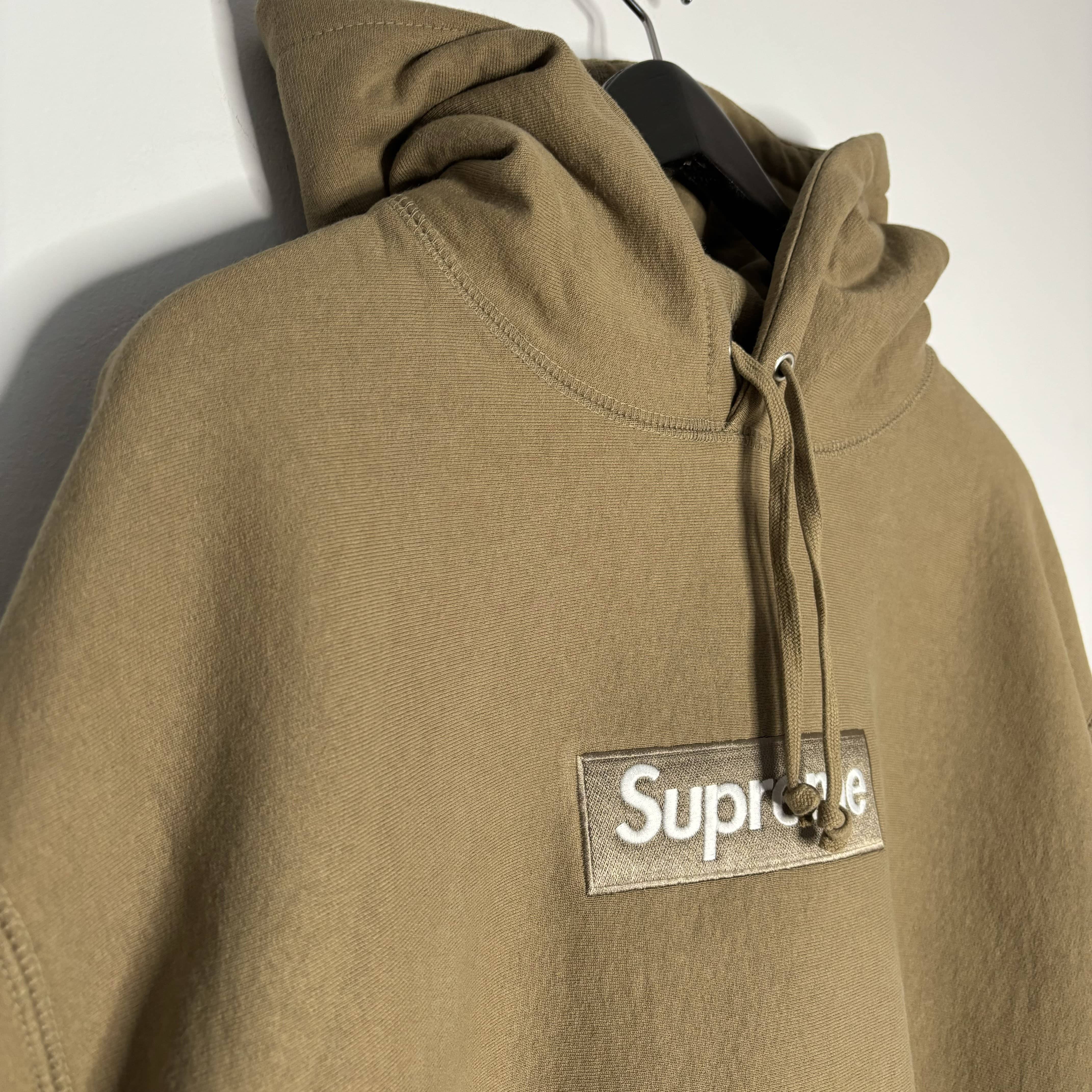 Supreme Box Logo Hooded Sweatshirt Dark Sand