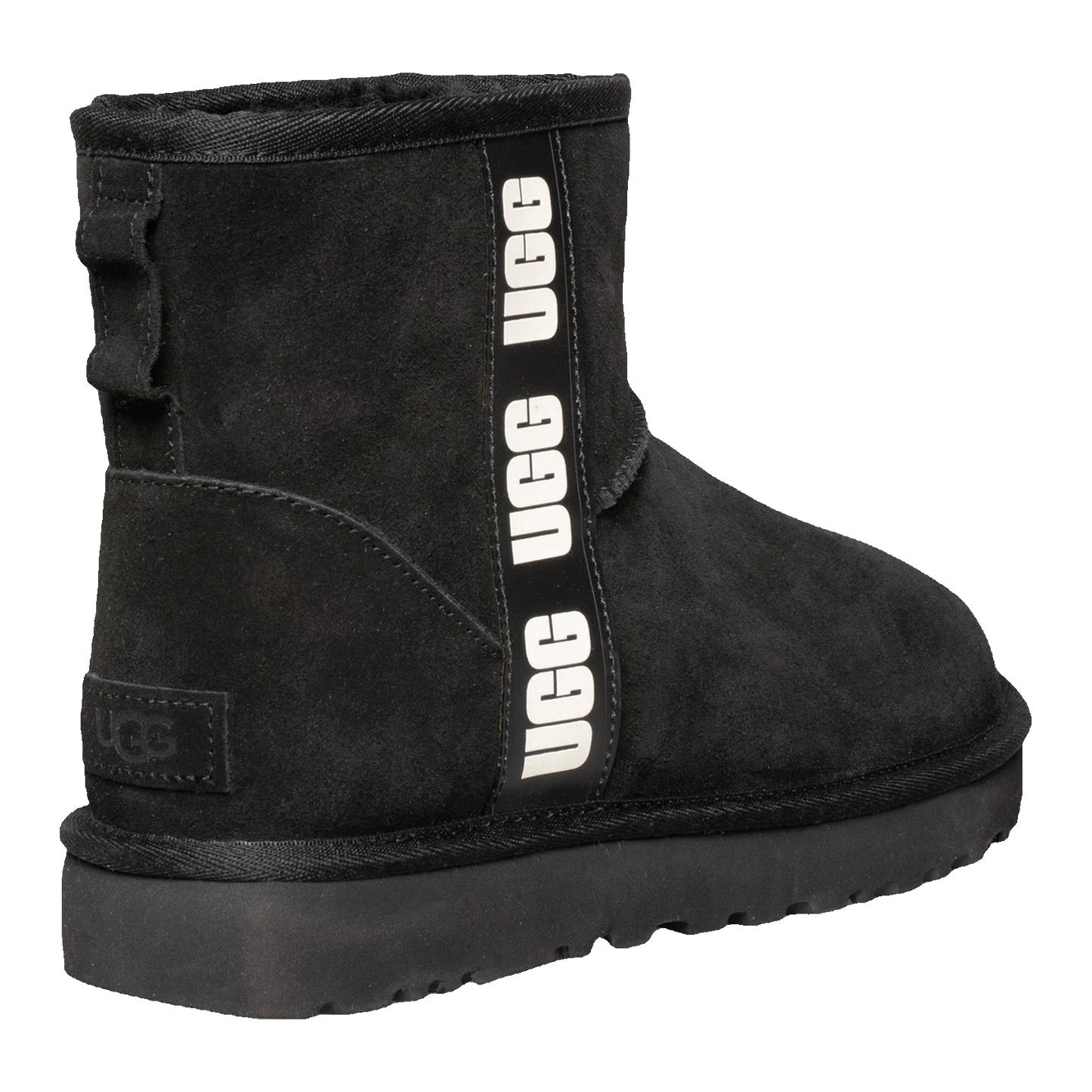 UGG Classic Mini Side Logo Boot Black White (W) Back