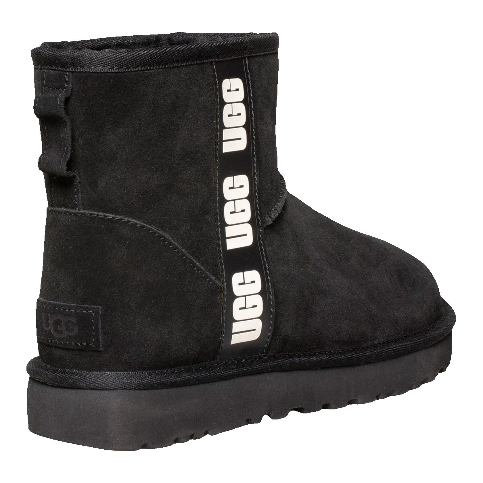 UGG Classic Mini Side Logo Boot Black White (W) Back