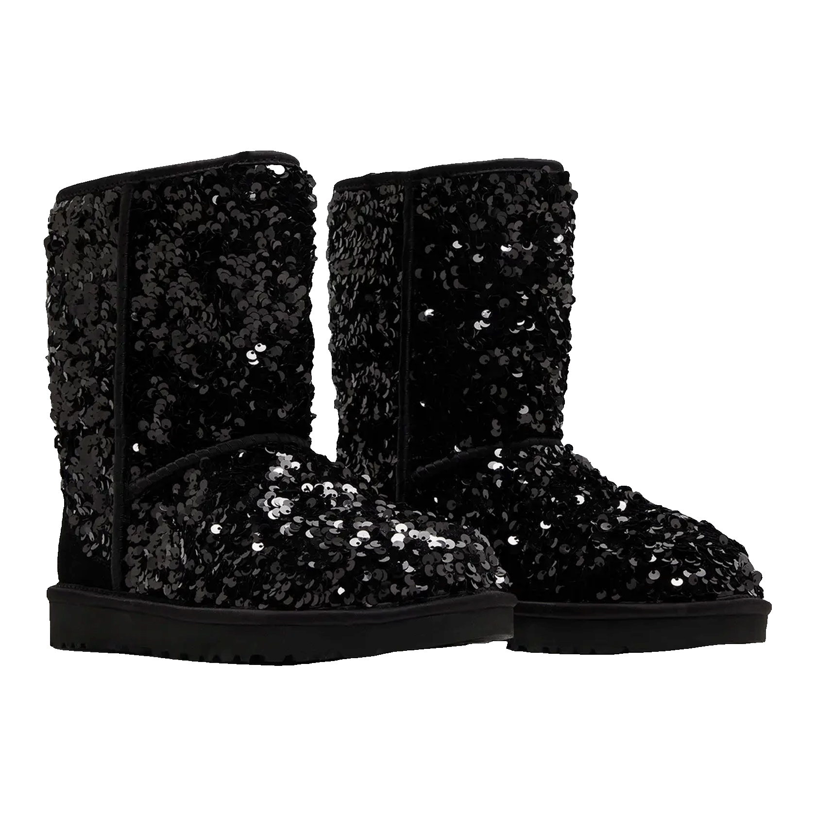 UGG Classic Short Chunky Sequin Boot Black (W) Side