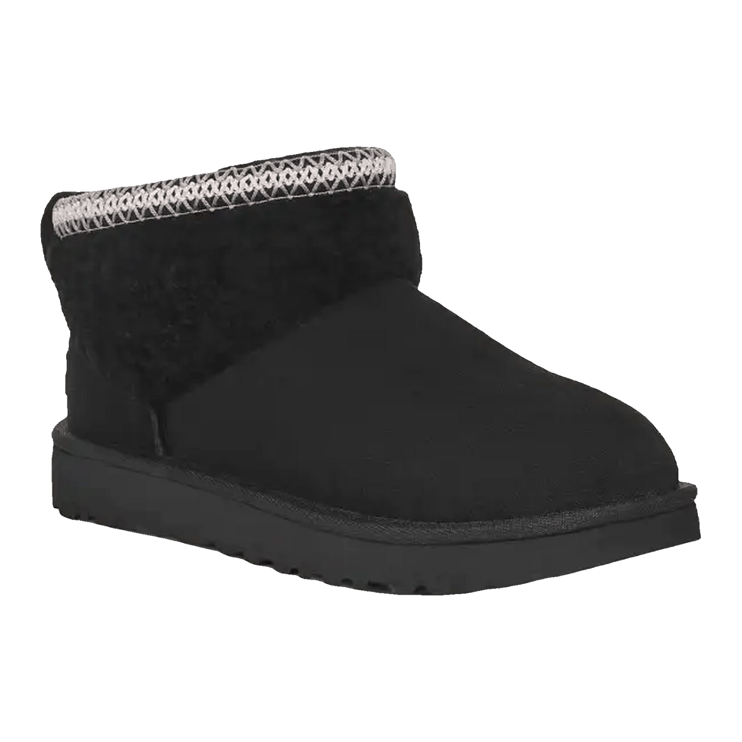 UGG Classic Ultra Mini Maxi Curly Boot Black (W) Side