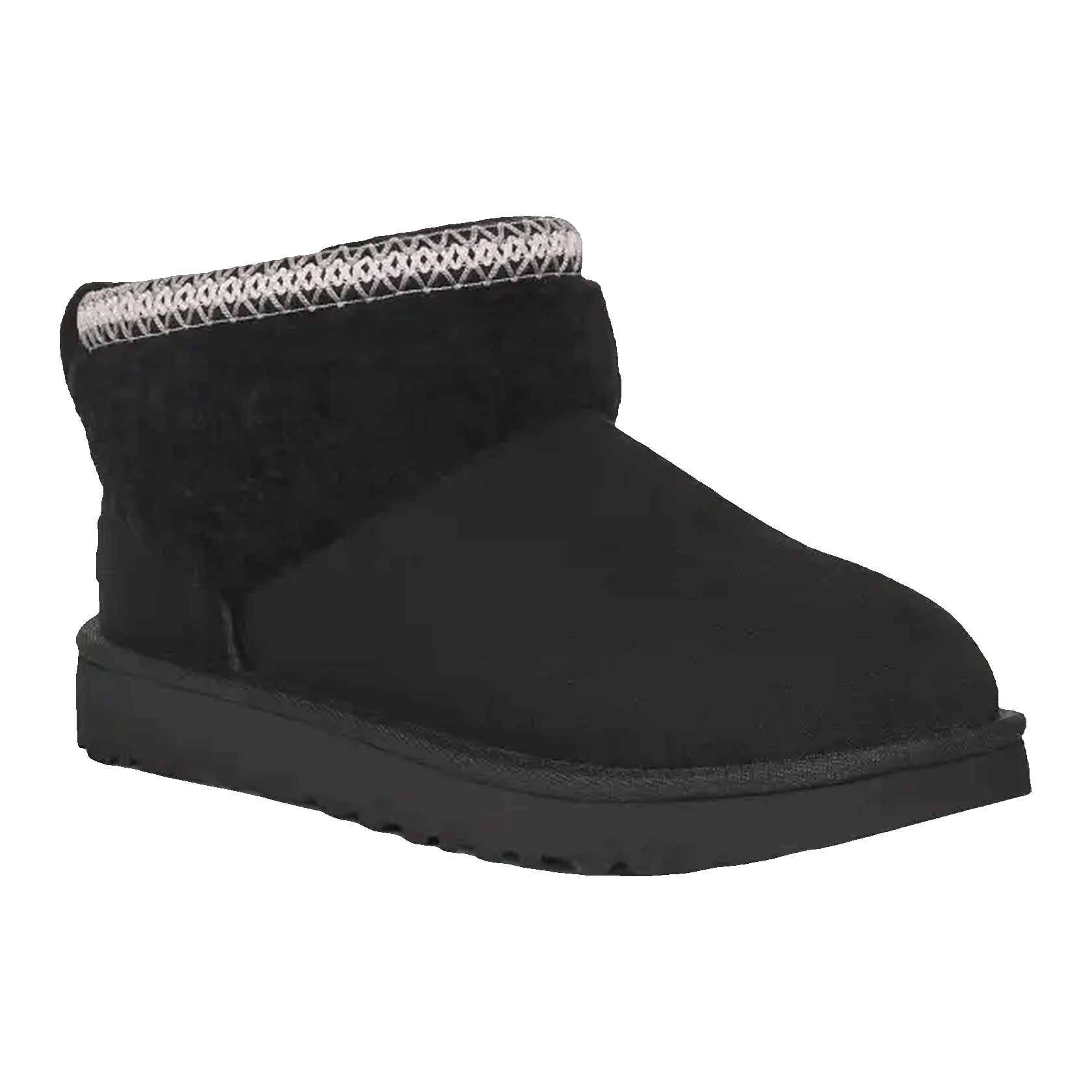 UGG Classic Ultra Mini Maxi Curly Boot Black (W) Side