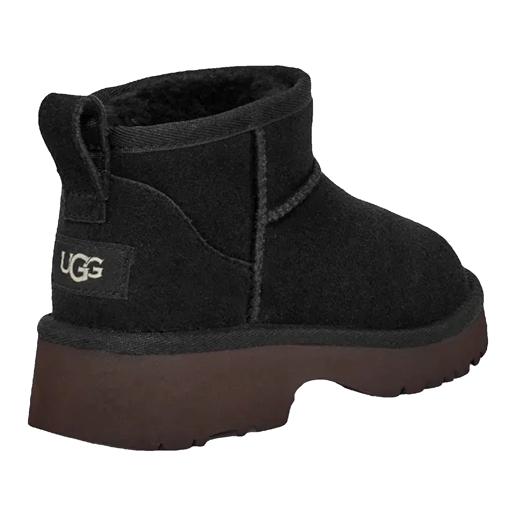 UGG Classic Ultra Mini New Heights Boot Black (Kids) Back