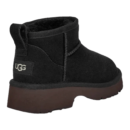 UGG Classic Ultra Mini New Heights Boot Black (Kids) Back