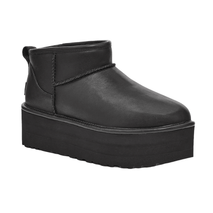 UGG Classic Ultra Mini Platform Boot Black Leather (W) Side