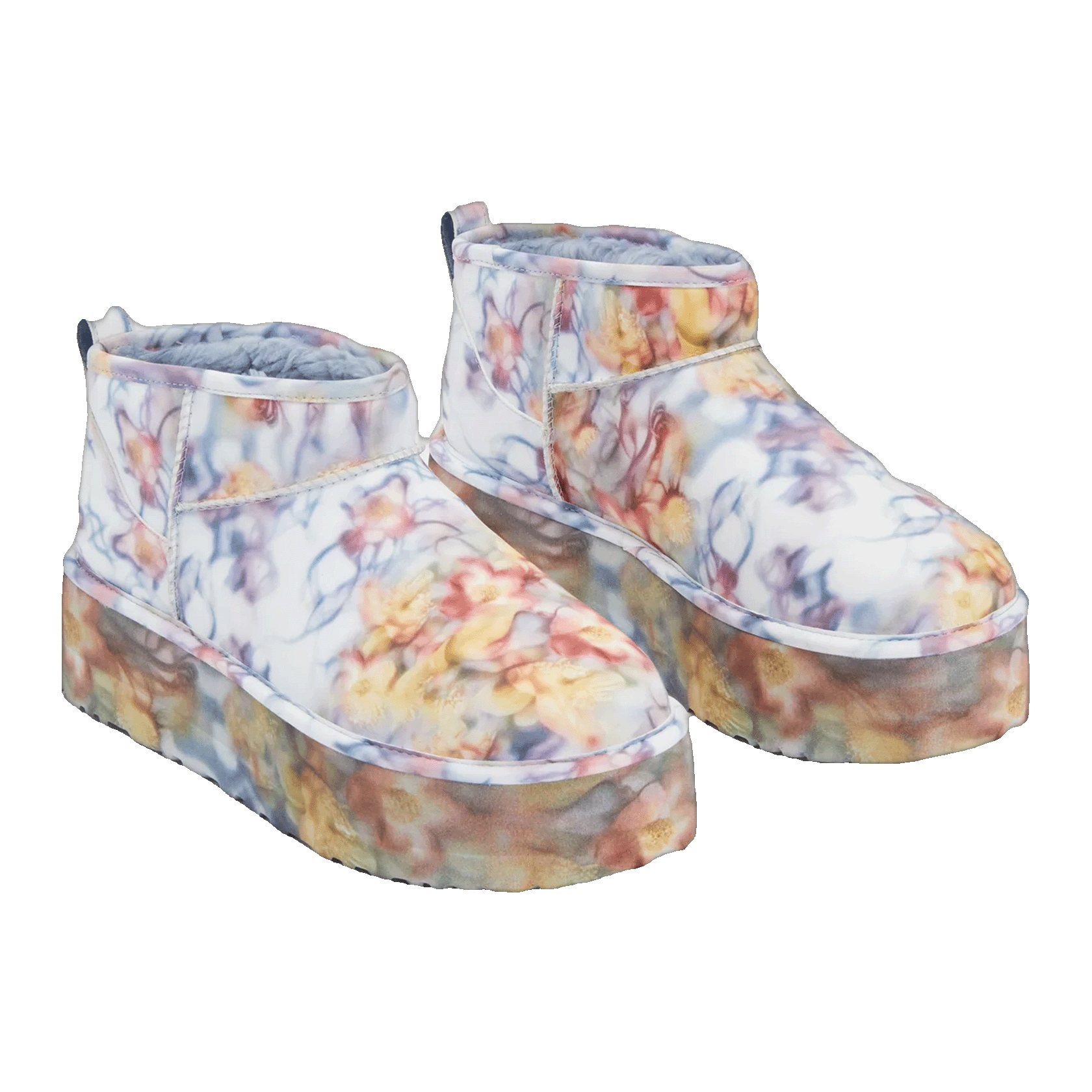 UGG Classic Ultra Mini Platform Boot Collina Strada Light Blue Floral Side