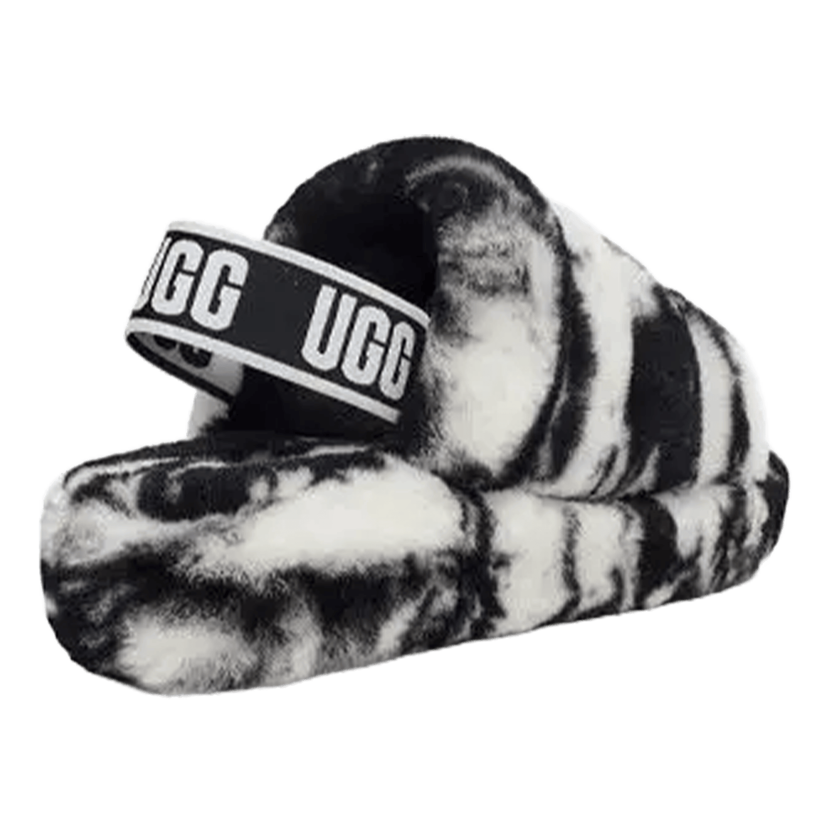 UGG Fluff Yeah Slide Marble Black White (W) Back