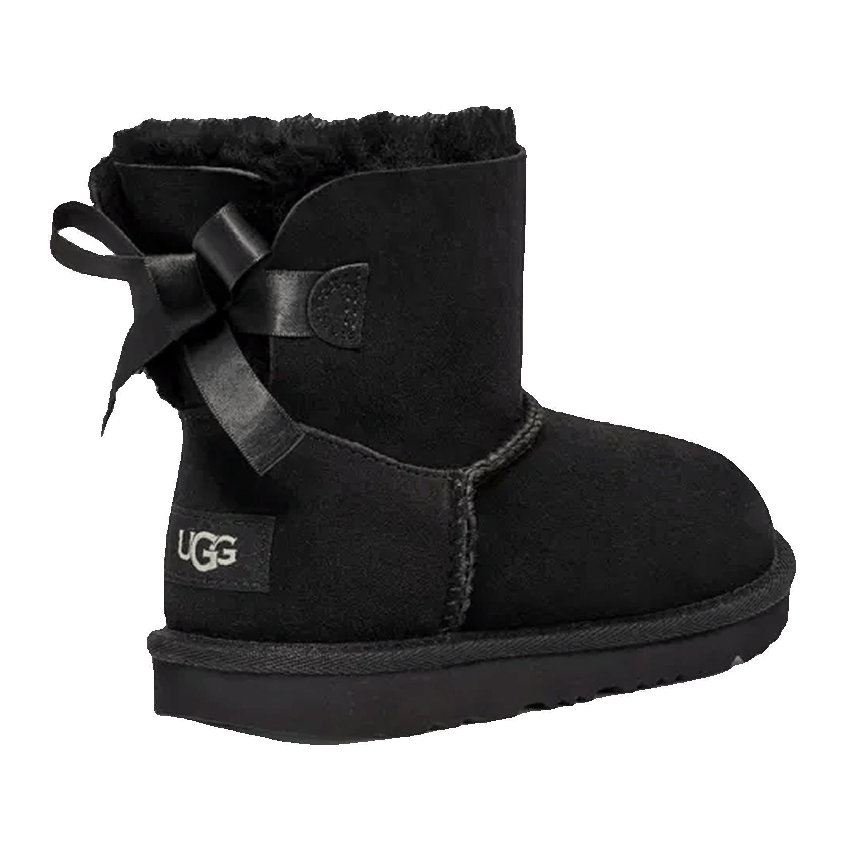 UGG Mini Bailey Bow II Boot Black (Kids) Back