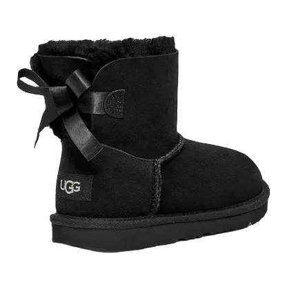 UGG Mini Bailey Bow II Boot Black (Kids) Back