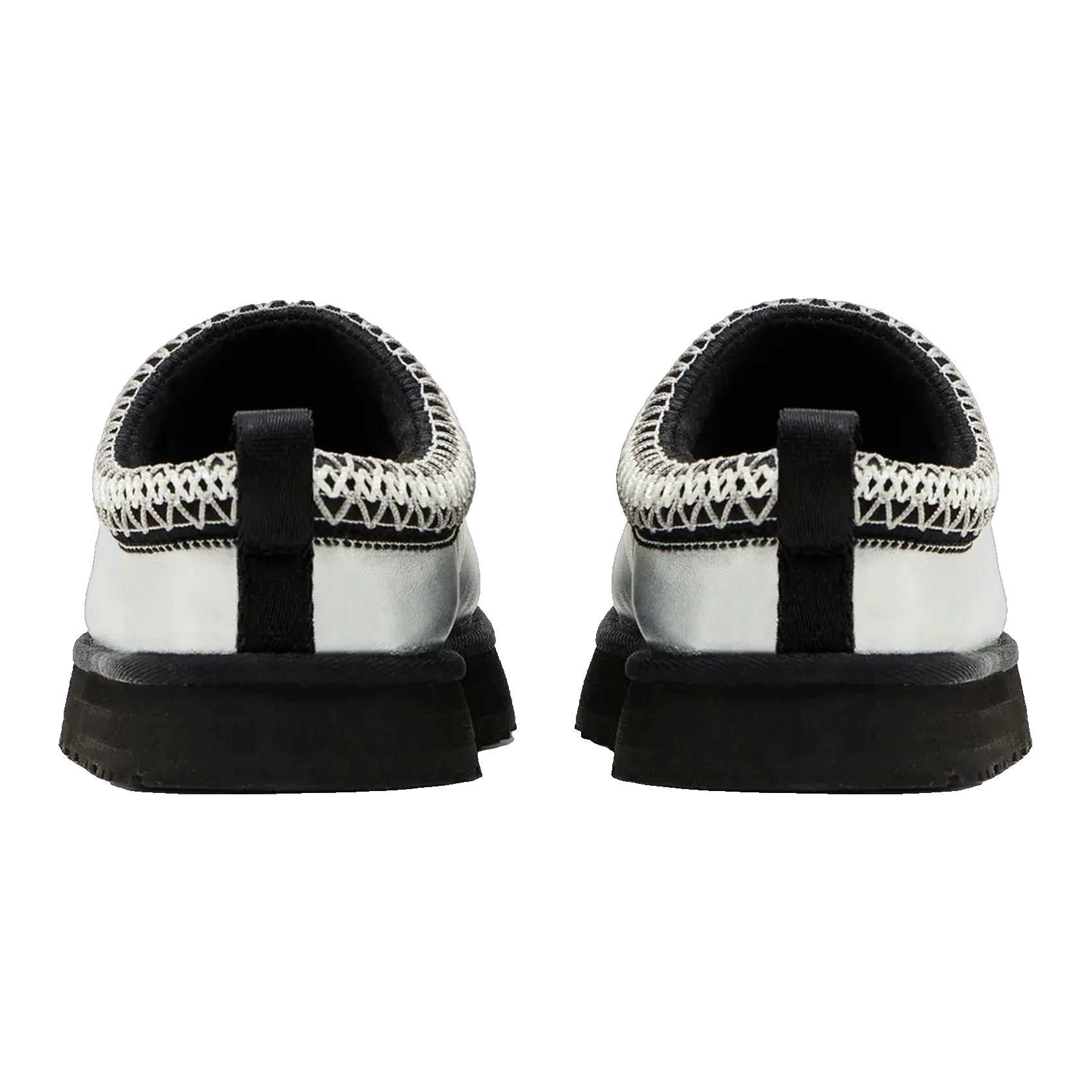 UGG Tazz Leather Slipper Silver Metallic (Kids) Back